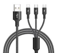 Cavo USB 3 in 1 Type-C/Lighting/Micro Ricarica Rapida, 1.2 Metri Cavetto USB Cellulare C 3A Nylon