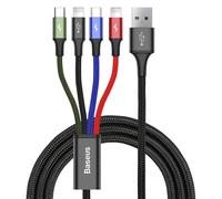 Baseus 4in1 Ladekabel 2X Lightning, USB-C und Micro USB (120 cm Ladekabel geeignet für iPhone 11, iPhone XS/XS Max/XR, iPhone 6/6s/7/8, Android), Schwarz, oneplus x