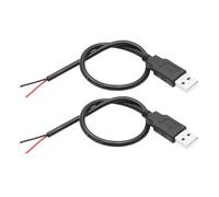 Cavo USB a 2 pin, 11 pollici, tipo A Plug to 2 pin Open End Power Cord 20 AWG, per riparazione attrezzature fai da te (USB A maschio 2 pin, 2 pezzi)
