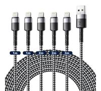 Cavo USB A a Lightning [3 Pezzi/1M+1M+2M+2M+3M] Cavetto iPhone USB Lightning Cavo di Ricarica Rapida in Nylon Caricatore Cavo iPhone per iPhone 14 13 12 11 Plus Pro Max Mini/SE 2020/XR/XS/X/8/8 Plus
