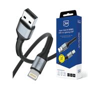 CAVO USB-A A LIGHTNING 3MK Hyper Cable NSERIES, da a , 2 m, Nero, Argentocolo