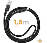 Cavo USB-A a USB-C con LED e Ricarica Stabile 2.4A Nylon Intrecciato 1.5m