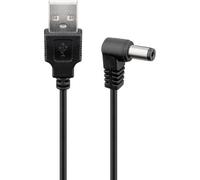 goobay 55157 - Cavo di alimentazione DC, cavo di alimentazione, cavo di collegamento, da USB a spina cava DC, 5,5 x 2,1 mm, 5 V, nero, 0,5 m