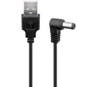 goobay 55158 - Cavo di alimentazione DC, cavo di alimentazione, cavo di collegamento, da USB a spina cava DC, 5,5 x 2,1 mm, 5 V, nero, 1 m