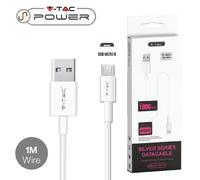 CAVO USB A MICRO USB 1 METRI BIANCO SILVER SERIES VT-5321-LED8484 V-TAC