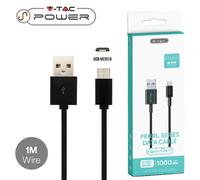 CAVO USB A MICRO USB 1 METRI NERO PEARL SERIES VT-5301-LED8481 V-TAC