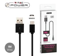 CAVO USB A MICRO USB 1 METRI NERO SILVER SERIES VT-5321-LED8485 V-TAC
