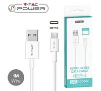 CAVO USB A USB TYPE C 1 METRI BIANCO PEARL SERIES VT-5302-LED8482 V-TAC