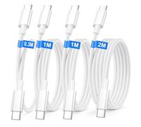 Cavo USB C [0.3+1+1+2M] 4Pezzi, 60W Cavo USB Type-C Ricarica Rapida per iPhone 17 16 15 Pro Max/Pro/Air/iPad/iPad PRo/MacBook Air/Samsung S25/S24/S23, Cable Type C to Type C Nylon Intrecciato