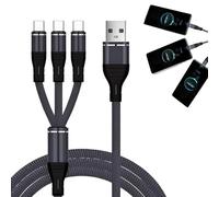 Cavo USB C 1,2M con 3 Connettori - Caricatore Rapido QC 3.0 in Nylon Intrecciato, Cavo Tipo C per iPhone 15, Samsung Galaxy S24 S23 S20 S10, Note 20, Huawei, Xiaomi - Sincronizzazione e Carica