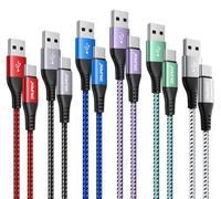 Cavo USB C (1 m, confezione da 6), cavo di ricarica rapida da USB a USB C intrecciato per iPhone 15, ricarica rapida per Samsung Glaxy S20 S21 S22 S23 Plus S24 Ultra S10, A20 A50 A51 A71, Huawei, HTC,