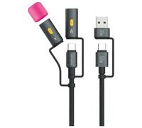 Cavo USB-C 4in1 4smarts da 1 m con ricarica rapida da 60 W, colore nero.