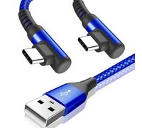 Cavo USB C 90 gradi [2 pezzi 1M+3M] 3.1A ricarica rapida, Cavo di ricarica Cavo USB C in Nylon tipo C per i Phone 17 16 15 Pro Max Air, Samsung Galaxy S24 S23 S22 S21 S20, Note20/10, A71 A52 A51 A50