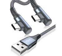 Cavo USB C 90 gradi [2 pezzi 2M+3M] 3.1A ricarica rapida, Cavo di ricarica Cavo USB C in Nylon tipo C per i Phone 17 16 15 Pro Max Air, Samsung Galaxy S24 S23 S22 S21 S20, Note20/10, A71 A52 A51 A50