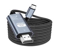 Cavo USB C a HDMI 4K 2M, cavo USB tipo C a HDMI 4K UHD intrecciato (adattatore Thunderbolt 3/4 compatibile) con iPhone 16/15 Pro Max, Samsung S25, S24 a S8, Surface, MacBookPro/Air,iMac,iPad,Dell,HP