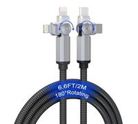 Cavo USB C a Lightning 90 gradi 2M con Connettore Girevole a 180°, Cavi Ricarica Rapido PD Alimentazione [MFI, 3A, CarPlay, Dati] Filo Caricatore 90 gradi USB-C a Lightning per iPhone 11 12 13 14 iPad