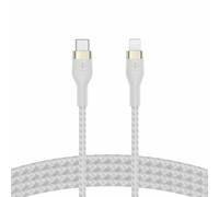 Belkin BoostCharge Pro Flex Cavo intrecciato da USB-C a Lightning (1 m), certificato MFi, ricarica rapida Power Delivery da 20 W, per iPhone 14/14Plus, 13, 12, Pro, Max, mini, SE, iPad, altri - Bianco