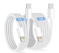Cavo USB C a Lightning per iPhone (2 Pezzi, 1M + 2M), Cavo Lightning USB C | [Certificato MFi] Cable Ricarica Rapida PD Filo Trasferimento Dati 480 Mbit/s per iPhone 14/13/12/11, Bianco