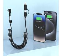 Cavo USB C a Spirale, [1,8M] Cavo USB C da 60W per Carica Dati 2 in 1 ad Angolo Retto CarPlay, Compatibile Android Auto, Tesla Model Y/3/X/S, iPhone 16/15/14/13 Pro Plus Max, Galaxy, Google, Tablet