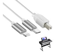 Cavo USB-C a USB-B Midi 2-in-1, 1m cavo OTG per iPhone, iOS, controller, interfaccia audio, tastiera, strumento musicale elettronico (Bianco)