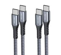 Cavo USB C a USB C, [1 m + 2 m, 2 pezzi] 60 W PD3.0 y QC3.0 nuovo nylon USB C a C per iPhone 17 Air, iPhone 17 Pro Max, iPhone 16 15 Pro Max, iPad mini 6/Pro 2021, MacBook Pro, Galaxy S24, Switch