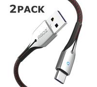 Cavo USB C AGOZ2Pack per ricarica rapida con LED, compatibile con Samsung Galaxy Note20, S24, S23FE, serie S22, serie A, Z Fold4, Z Flip4