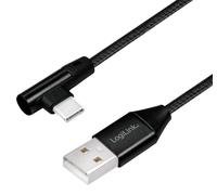 Connettore USB LogiLink da USB 2.0 a USB-C (angolato a 90°) 0,3 m CU0137 NEW