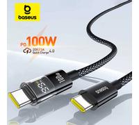 Cavo USB C Baseus 100W per iPhone 17 16 15 Pro Max con Display LED, Cavo USB Tipo C per Macbook Pro, Cavo di Ricarica Rapida per Xiaomi