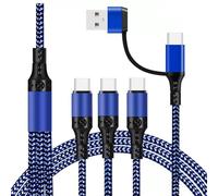 Cavo USB C, Cavo Multi USB Type-C 5 in 1 con Ricarica Rapida in Nylon Intrecciato con 3 Connettori USB C, Cavo di Ricarica Multi-Tipi per Telefono iPhone 17/16/15, Samsung Galaxy, Huawei, Honor