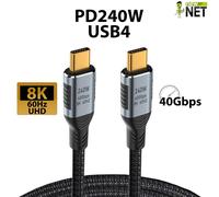 Cavo USB-C compatibile con Samsung Galaxy Tab S9 Ultra Nylon Nero 1mt 240W 8K