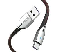 Cavo USB C con luce LED e ricarica rapida, compatibile con Samsung Galaxy S24/S23/S22, S21, S20 Ultra, S10 5G, Note20/10, serie A (1,8 m, rosso/nero)