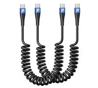 Cavo USB C da 100 W, 0,9 m, a spirale, da USB C a USB C, per auto, confezione da 2 cavi corti di tipo C, cavo di ricarica rapida per iPhone 16/15/Pro/Plus/Pro Max/Samsung Galaxy S23, compatibile con