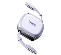 Cavo USB C da 240 W con capacità di ricarica rapida PD3 1, design magnetico retrattile per una facile conservazione, quattro opzioni di lunghezza, materiali per un uso affidabile (viola)