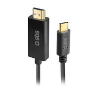 SBS Cavo adattatore video con connettori dorati USB-C a HDMI, cavo 4K/5K per smartphone, pc, iMac, MacBook, iPad, proiettori, televisori, lungo 1,8m.