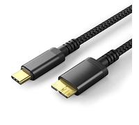 Cavo USB C per hard disk da 0,5 m, da tipo C a USB 3.0 Micro B, per hard disk esterni portatili come WD Elements, Seagate Expansion, Toshiba, Samsung M3, Galaxy S5, LaCie, Maxtor, ecc. Nero