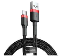 Cavo USB-C QC3.0 resistente e flessibile, 2A, 2 m, nero e rosso