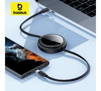 Cavo USB C retrattile Baseus da 100 W per MacBook iPad Cavo di ricarica rapida per iPhone 17 16 Plus Pro Max Tipo C per Xiaomi Samsung