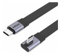 ROLINE Cavo piatto USB4 2.0, C-C, ST/ST con angolo di 90°, 8K UHD-2, 80 Gbit/s, 240 W, nero, 0,8 m