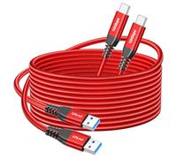 Cavo USB C rosso da 3 m, trasferimento dati da 10 Gbps, cavo di sincronizzazione da USB 3.2 Gen 2 a USB C, cavo di ricarica rapida per iPhone 16 Pro, Samsung Galaxy S23, controller PS5, webcam