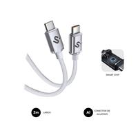 Cavo USB C SUBBLIM Optimus 60W 2m Nylon Transferimento 480Mbps Bianco Cavo USB C SUBBLIM Optimus 60W 2m Nylon Transferimento 480Mbps Bianco