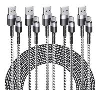 Cavo USB C Type-C 3,1A Ricarica Rapida [5Pezzi/1M+1M+2M+2M+3M] Lega Intrecciato in Nylon QC 3,0 USB A to USB C Cavo Tipo C Caricabatterie per iPhone 16 15 Plus Pro Max,Samsung Galaxy S25/S24/S23