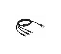 CAVO USB DELOCK Cavo di ricarica USB 3 in 1 Tipo-A a Lightning / Micro USB / USB Type-C da 1 m nero