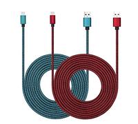 Cavo USB di tipo C da 10ft con ricarica rapida 3A, [2 pacchi da 10ft] USB-C Cavo di ricarica super resistente compatibile con Galaxy S10/S9/S8/Google Pixel/LG/OnePlus/Moto e altro (Rosso+Blu)