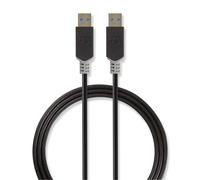 Nedis, Cavo USB 3.2 Gen 1 da USB-A maschio a USB-A maschio 5 Gbps 2m, Nero / Oro