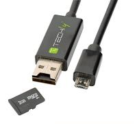 Cavo USB OTG Micro B / USB A con Lettore Micro SD/SDHC 26cm Nero