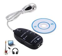 Cavo USB per collegamento chitarra - Alta qualità | Interfaccia audio a 16 bit 44.1 48 KHz con uscita per cuffie per il monitoraggio diretto. Registrazione pratica di facile apprendimento