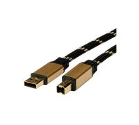 Roline Cavo USB USB 2.0 Spina USB-A, Spina USB-B 3.00 m Nero, Oro doppia