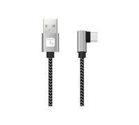 Techly 620065 Cavo USB A Maschio 2.0 / USB-C™ Maschio Angolato 2A 2 m Alluminio Nero/Grigio