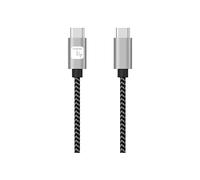 Techly 620034 Cavo USB-C™ Maschio 2.0 / USB-C™ Maschio 3A 2 m Alluminio Nero/Grigio