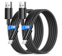 Cavo USB Tipo C 2M 2Pezzi, 60W Nylon Cavo USB C di Ricarica Rapida e Trasferimento Dati per iPhone 16 15 Pro Max, Samsung Galaxy S25 S24 S23 S22 Ultra, Pixel, Switch, iPad, MacBook, Huawei
